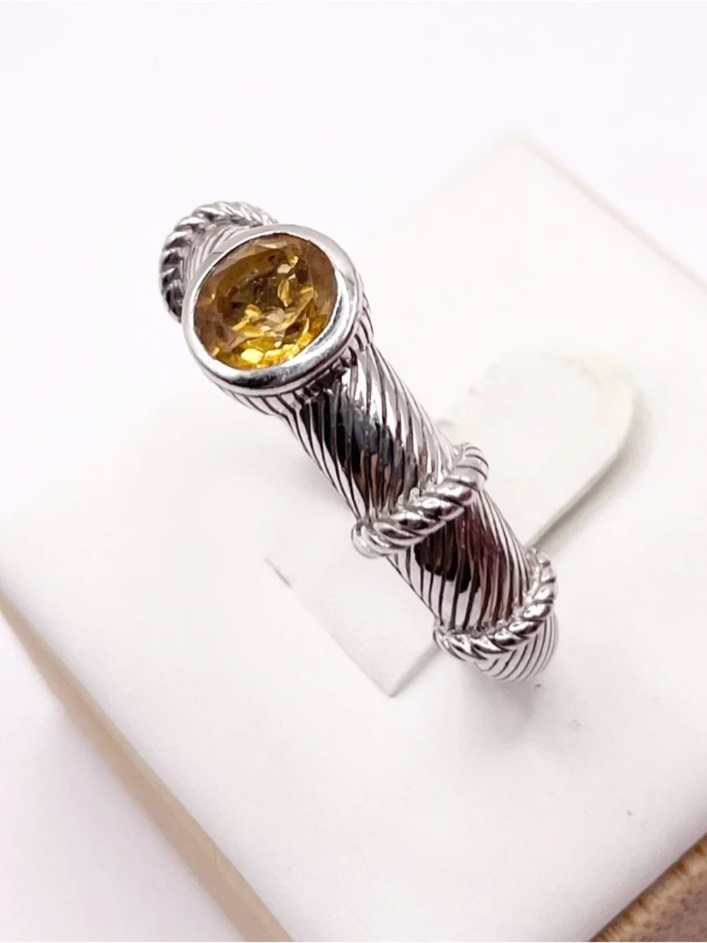 Size 9 Citrine Judith Ripka Cable design 925 Sterling Silver Ring
